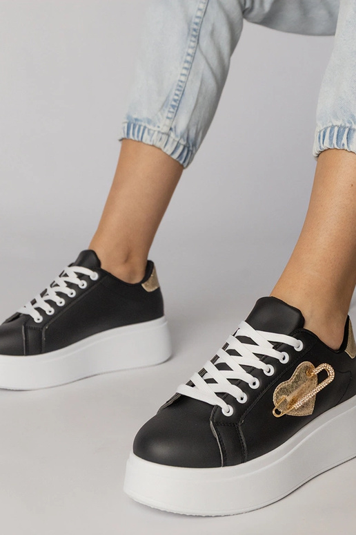 Scarpe sportive nere con tacco a...