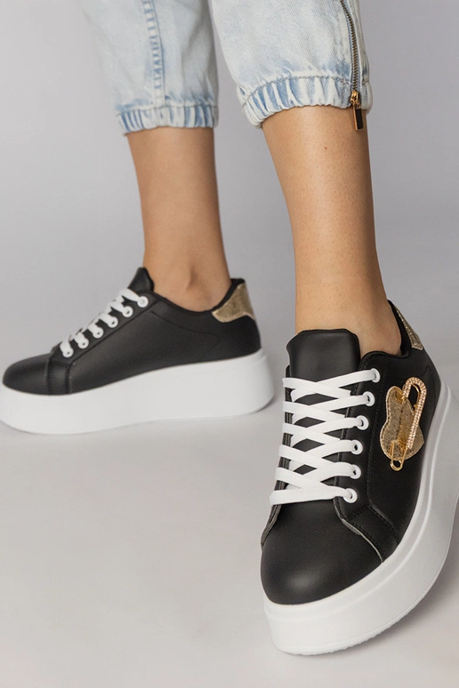 Scarpe sportive nere con tacco a...