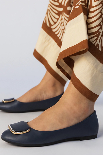 Ballerine blu scuro da donna con pietre di zirconio, "Bejla"