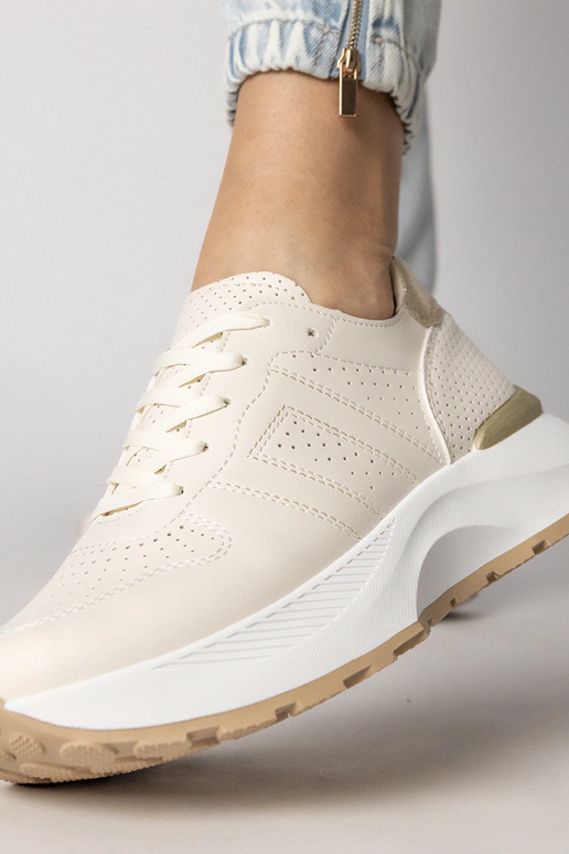 Scarpe sportive color sabbia con...