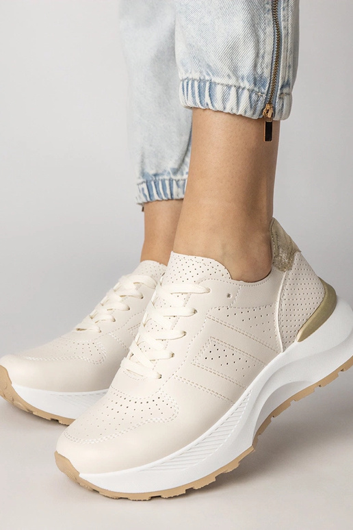 Scarpe sportive color sabbia con...