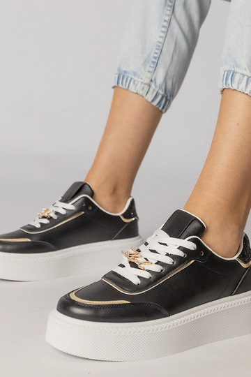 Scarpe sportive nere con paillettes e strass, „Felura"