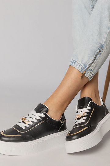 Scarpe sportive nere con paillettes e strass, „Felura" 2