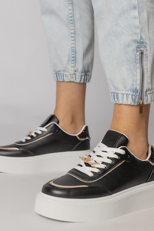 Scarpe sportive nere con paillettes e...