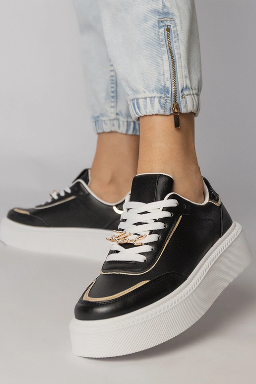 Scarpe sportive nere con paillettes e...