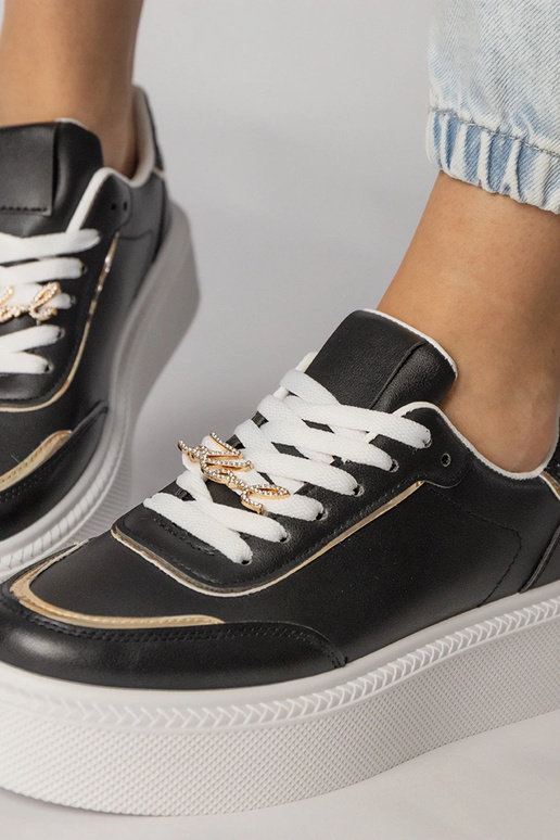 Scarpe sportive nere con paillettes e...