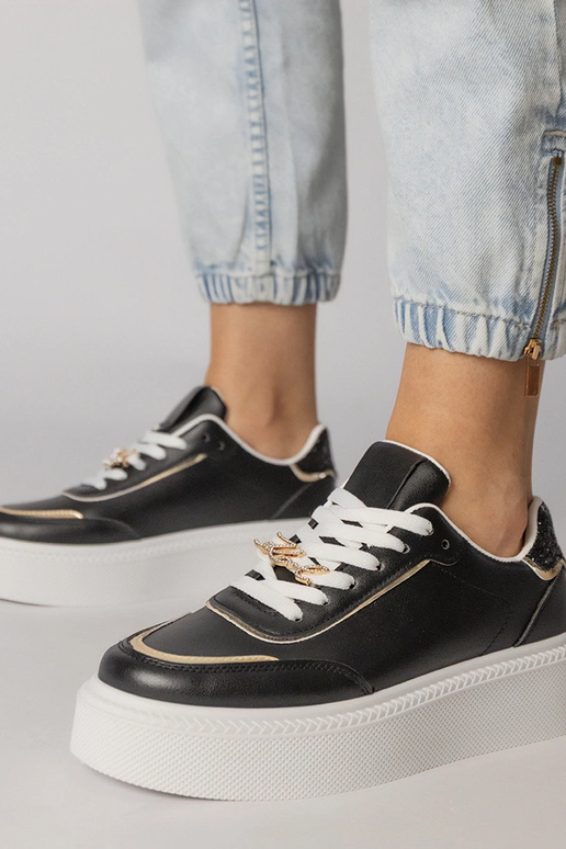 Scarpe sportive nere con paillettes e...