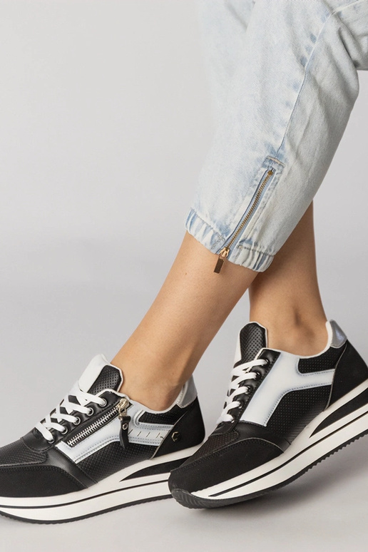 Scarpe sportive nere con zip, „Syvilla"