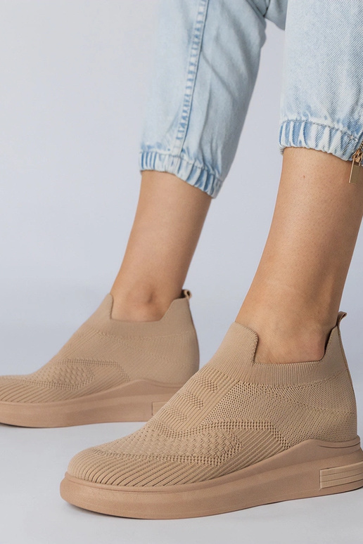 Scarpe sportive marroni slip-on,...