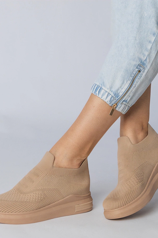 Scarpe sportive marroni slip-on,...