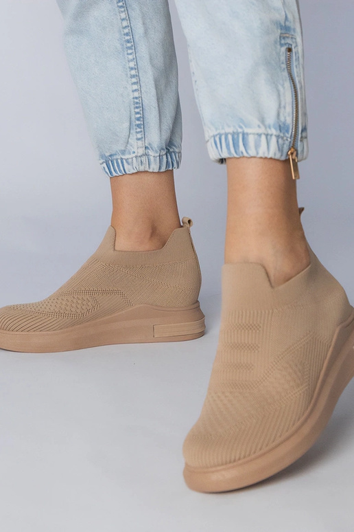 Scarpe sportive marroni slip-on,...