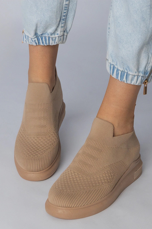 Scarpe sportive marroni slip-on,...