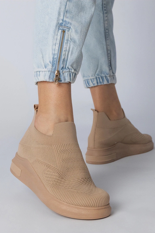 Scarpe sportive marroni slip-on,...