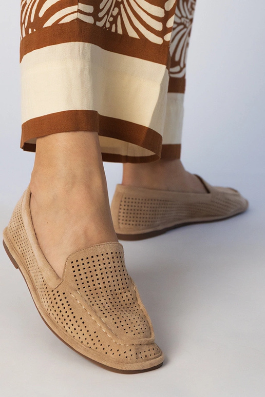 Mocassini color sabbia in camoscio...