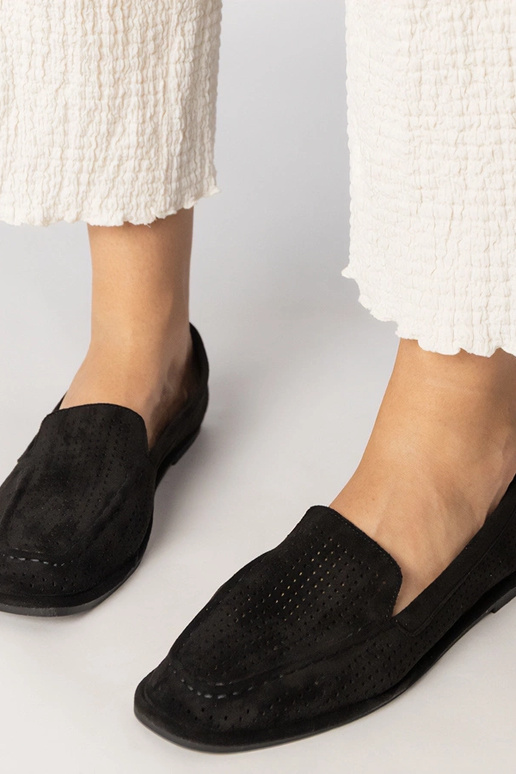 Mocassini traforati neri in eco-pelle...