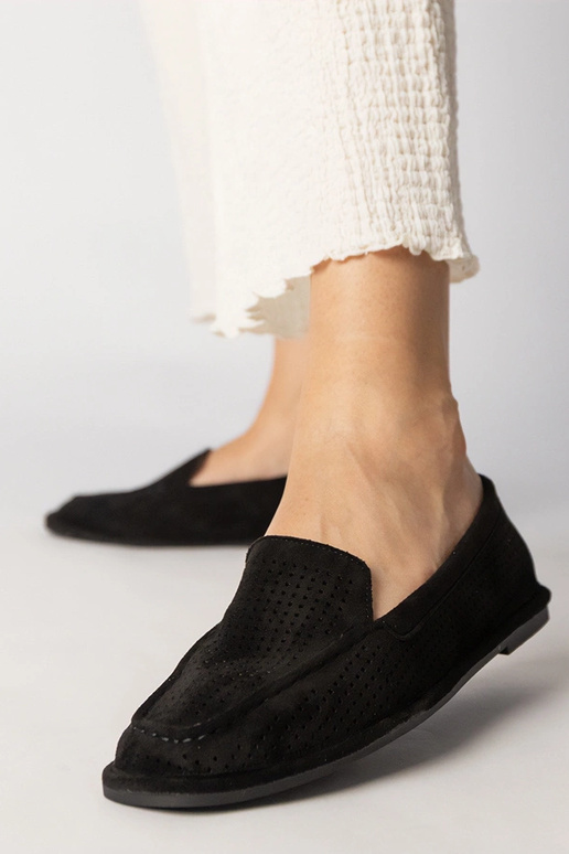 Mocassini traforati neri in eco-pelle...