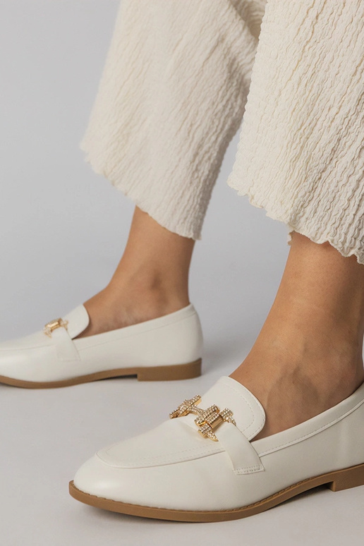Mocassini bianchi con strass, „Kalinta"