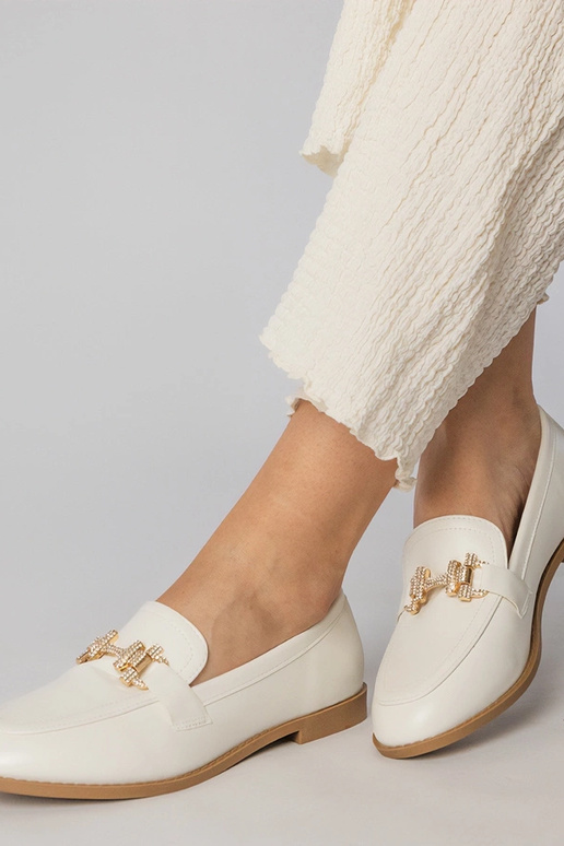 Mocassini bianchi con strass, „Kalinta"