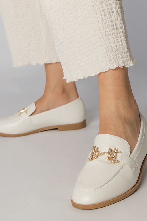 Mocassini bianchi con strass, „Kalinta"