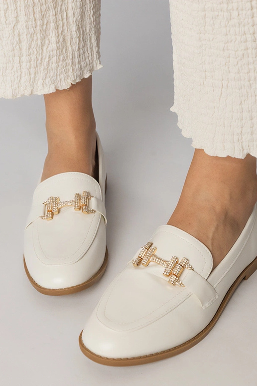 Mocassini bianchi con strass, „Kalinta"