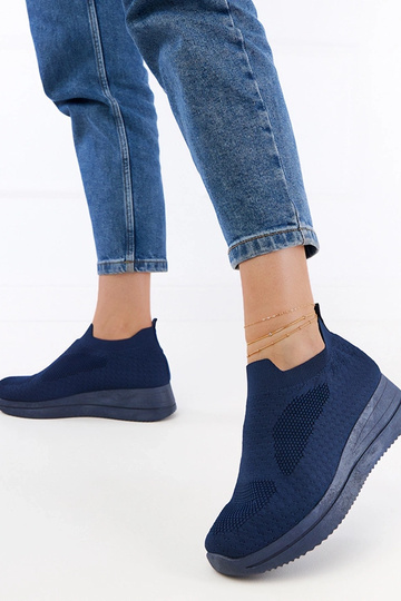 Sneakers blu scuro in tessuto slip-on Romaro