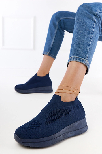 Sneakers blu scuro in tessuto slip-on Romaro 2