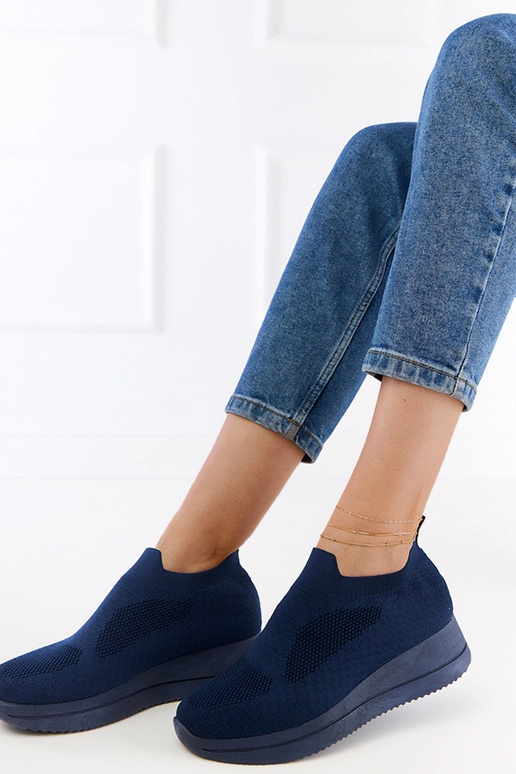 Sneakers blu scuro in tessuto slip-on...