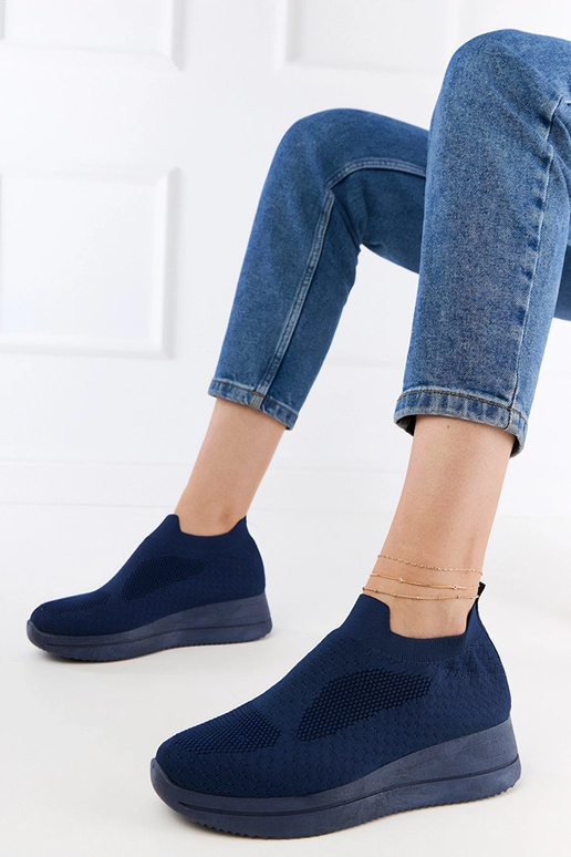 Sneakers blu scuro in tessuto slip-on...
