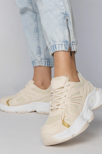 Scarpe sportive color sabbia con suola spessa, „Klarris"