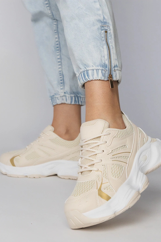 Scarpe sportive color sabbia con...