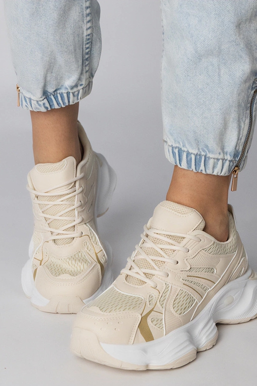 Scarpe sportive color sabbia con...