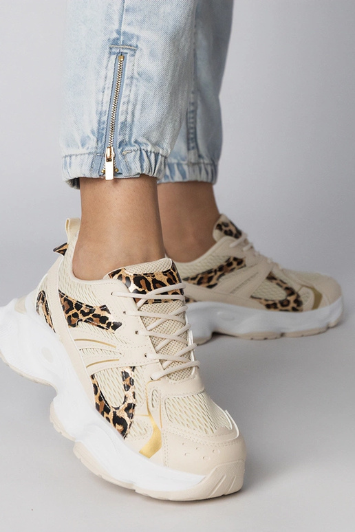 Scarpe sportive con motivo pantera e...