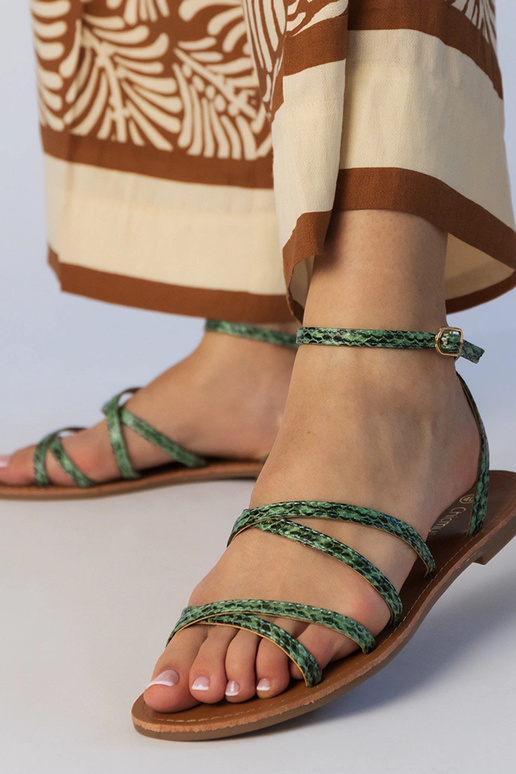 Sandali verdi con tacco piatto, "Kates"