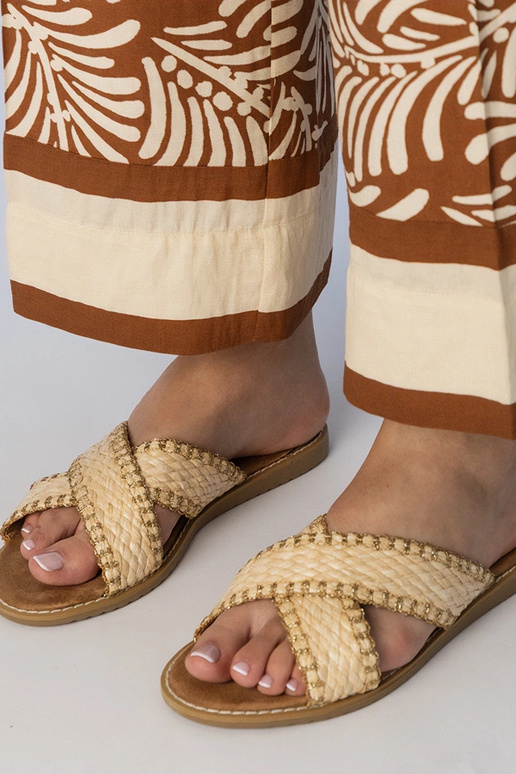 Ciabatte intrecciate sabbia da donna,...