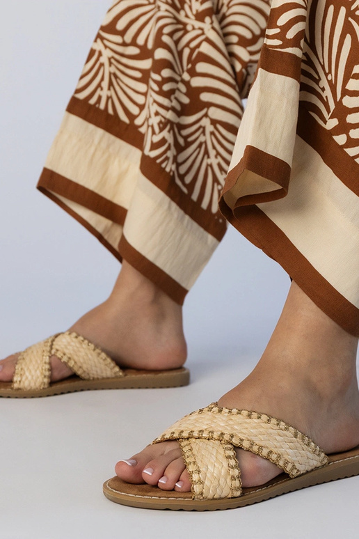 Ciabatte intrecciate sabbia da donna,...