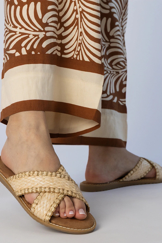 Ciabatte intrecciate sabbia da donna,...