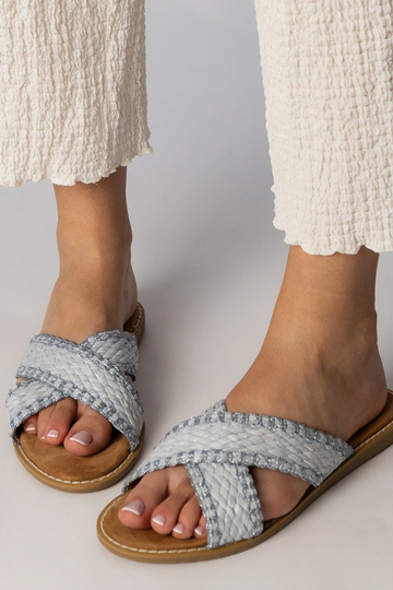 Ciabatte intrecciate blu da donna, "Ellinara"