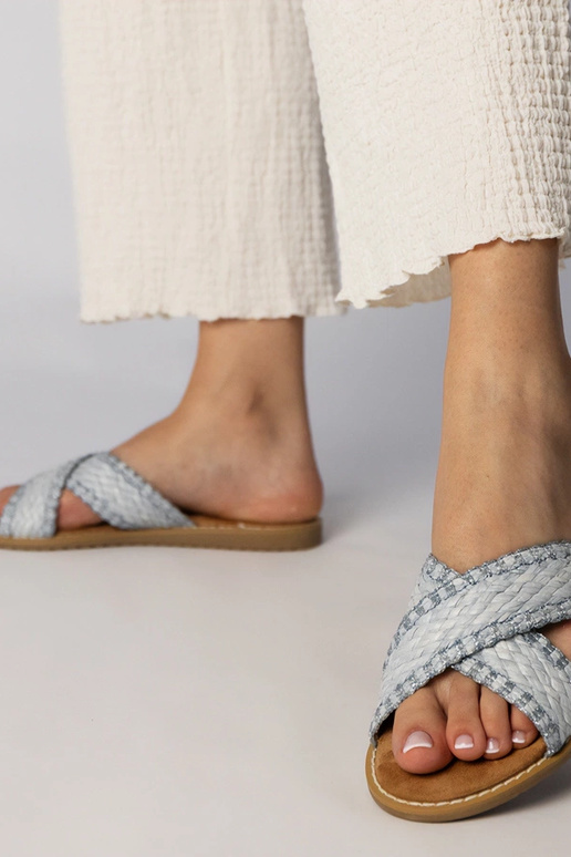 Ciabatte intrecciate blu da donna,...