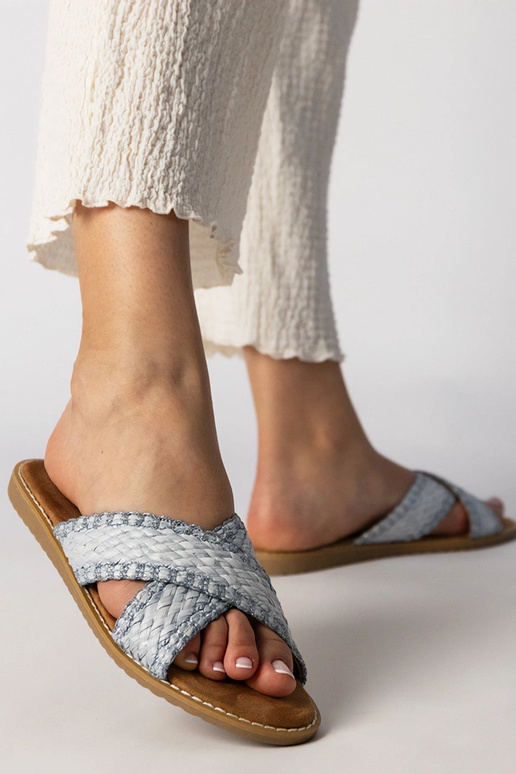 Ciabatte intrecciate blu da donna,...