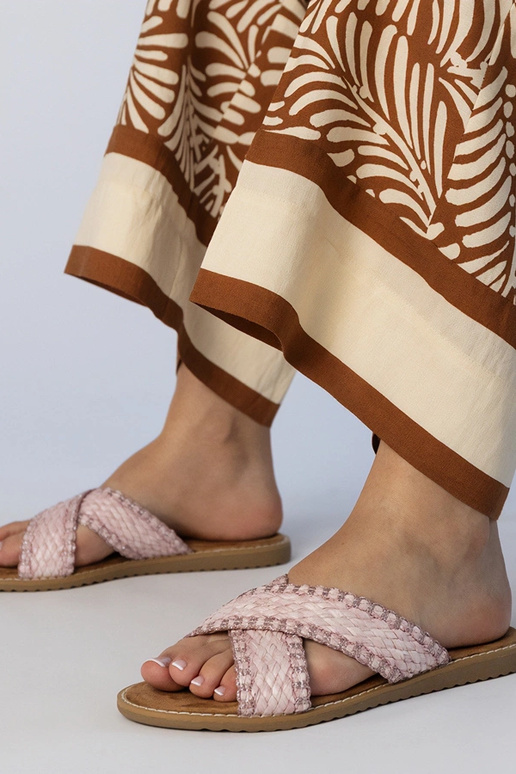 Ciabatte intrecciate rosa da donna,...