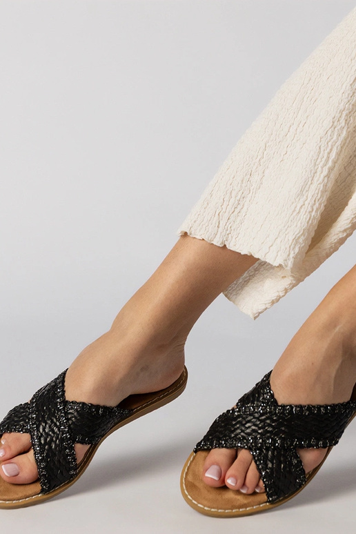 Ciabatte intrecciate nere da donna,...