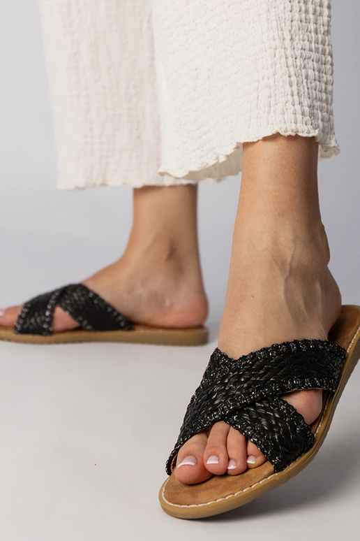 Ciabatte intrecciate nere da donna,...