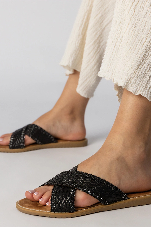 Ciabatte intrecciate nere da donna,...