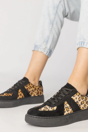 Scarpe sportive da donna nere con motivo leopardato, "Toris" 2