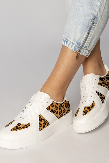Scarpe sportive da donna bianche con motivo leopardato, "Toris" 2
