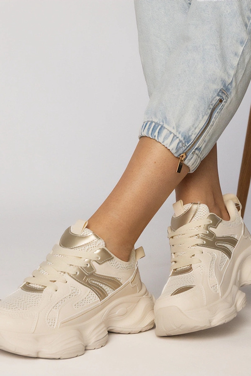 Scarpe sportive da donna sabbia con...