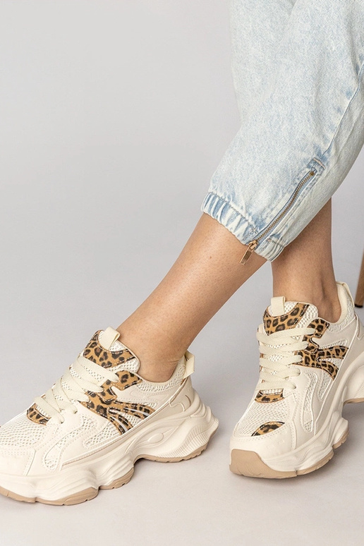 Scarpe sportive da donna sabbia con...