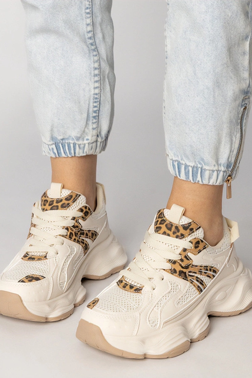 Scarpe sportive da donna sabbia con...