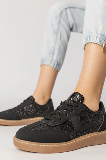 Scarpe sportive da donna nere con glitter, "Likana"