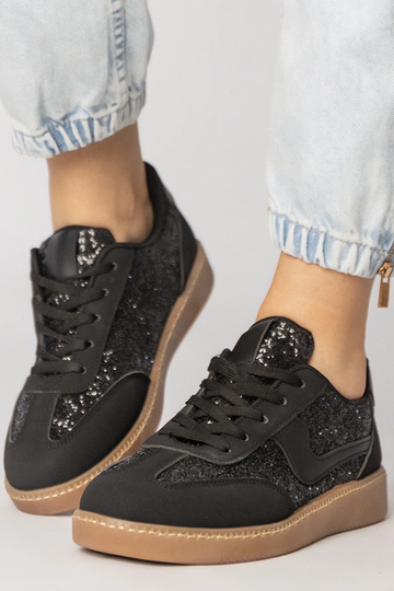 Scarpe sportive da donna nere con glitter, "Likana" 2